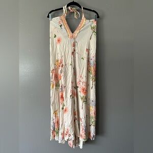 Hoi Polloi Tie Back Halter‎ Sequinned V-Neck Floral Midi Dress